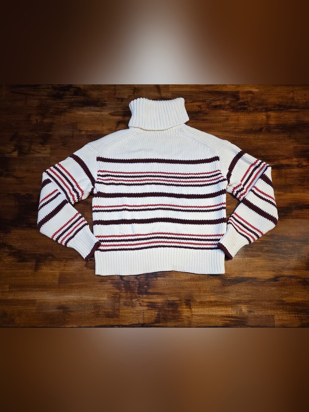 Madewell Sweater Top Womens Size XS White Red Striped Turtleneck Boxy Casual - Picture 8 of 8